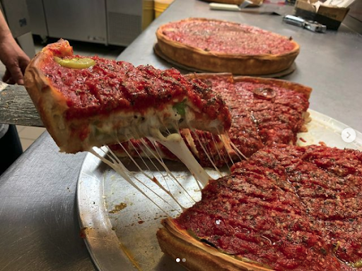 Deep dish pizza at the The Art of Pizza