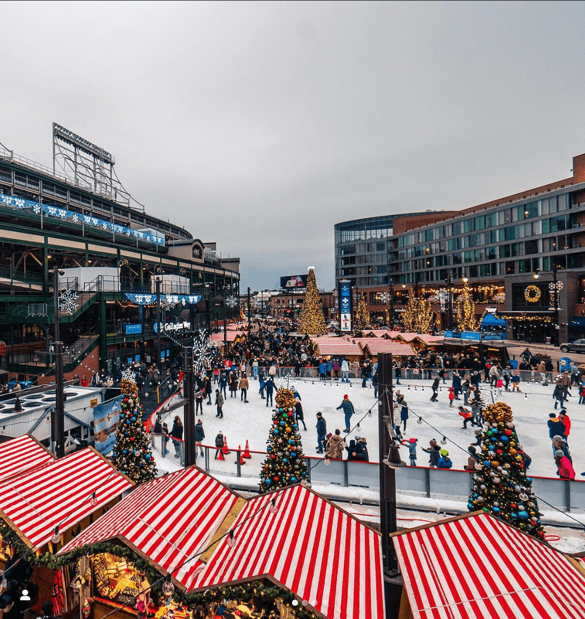 People skating at the Ribbon at Maggie Daley Park. 