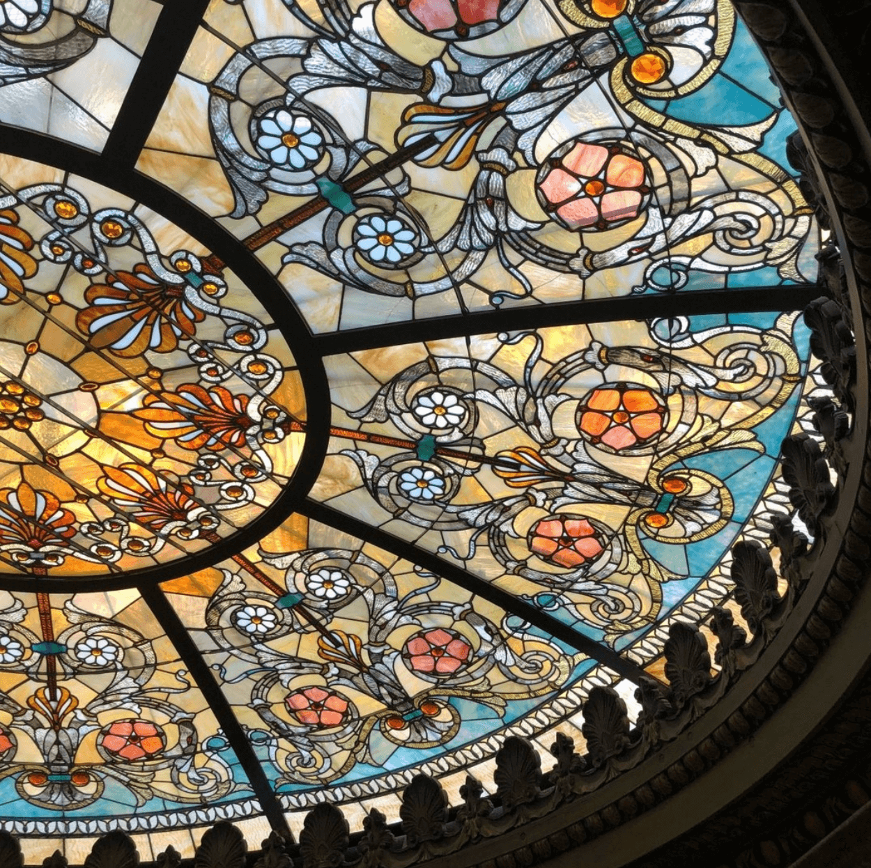 Tiffany glass dome in the Chicago Cultural center.